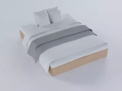 White Bed Free 3D model