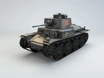 Low Poly Panzer 38t Light Tank Low-poly 3D model