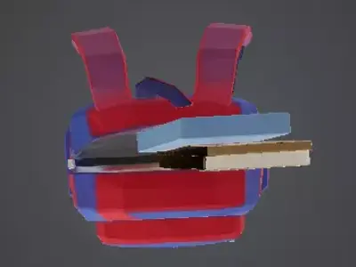 Low Poly Outdoor Adventure Backpack with Water Bottle Low-poly 3D model