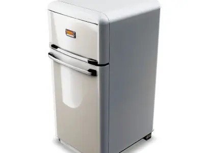 Retro White Refrigerator 3D Model Classic Stylized Kitchen Prop Low-poly 3D model