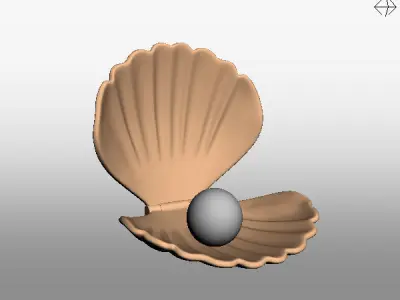 Shell and Pearl cartoon 3D model