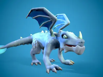 cartoon frost dragon Low-poly 3D model
