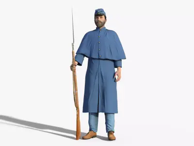 US Civil War Union Major General Rigged Low-poly 3D model
