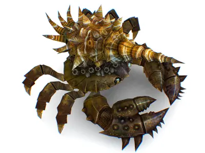 Brown Giant Crab Shell Crayfish Arthropods Sea Animal Low-poly 3D model