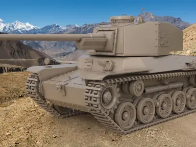 Tank Type 3 Chi-Nu Japan Clay Vray 3D model