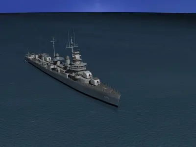 Fletcher Class Destroyer DD-475 USS Hudson 3D model