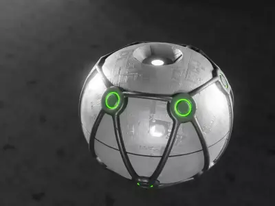 Sci-Fi Bomb Sphere Animated Green to Red Game Ready Low-poly 3D model