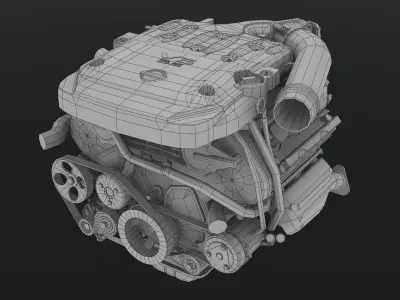 Nissan 350z VQ35DE engine Low-poly 3D model