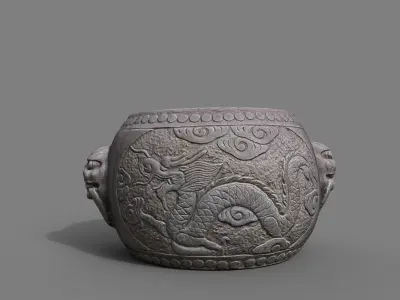 Chinese Stone Drum Low-poly 3D model