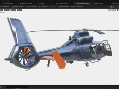 Rigged AS365 Daulphin Low-poly 3D model