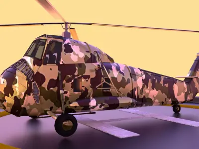Military helicopter 3D model Low-poly 3D model