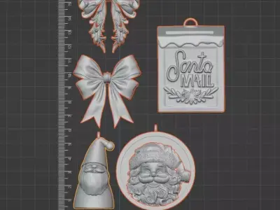 Christmas Tree Ornament 3D Set - Commercial License 3D print model