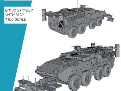 Stryker M1132 ESV with Mine clearence plug 3D print model
