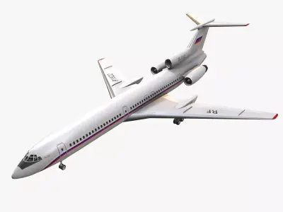 Tupolev Tu-154 Russia Animated Low-poly 3D model