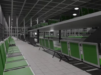 Airport Interior Low-poly 3D model
