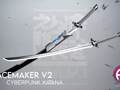Cyberpunk Katana - Peacemaker V2 Low-poly 3D model