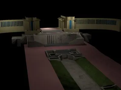 Museum Place du Trocadero LOW POLY Low-poly 3D model