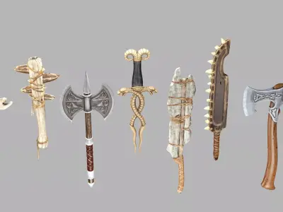 Medieval Polearms Weapon Pack 02 Low-poly 3D Model Low-poly 3D model