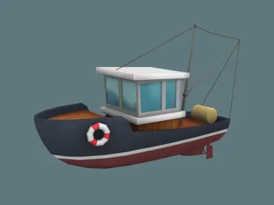 Low Poly fishing Boat  Low-poly 3D model