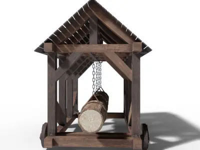 Battering ram medieval Low-poly 3D model