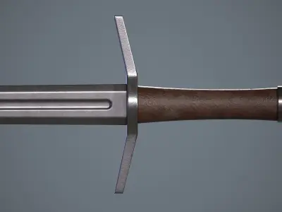 One-handed sword with scabbard Low-poly 3D model