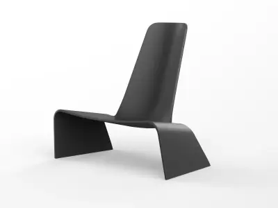 Plank land armchair black plastic Low-poly 3D model