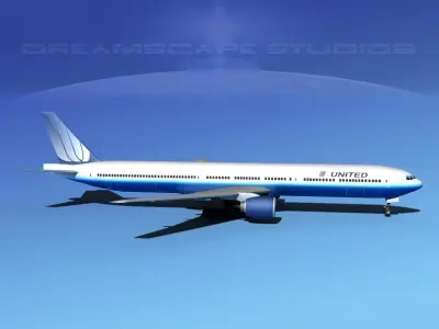 Boeing 777-300 United Airlines 3D model