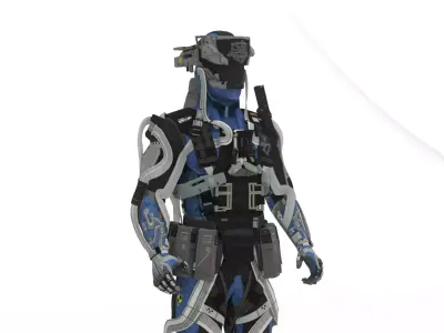 Futuristic Battle Robot 3D Model Rigged Game Ready Free low-poly 3D model