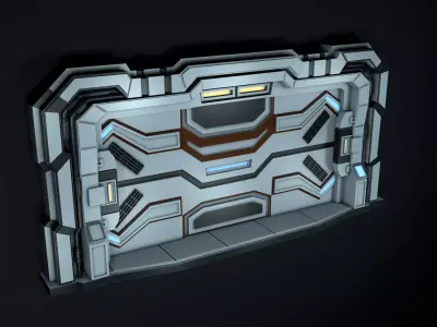 Sci Fi Door Low-poly 3D model 6