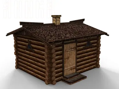 Constructor of wooden fortresses Low-poly 3D model