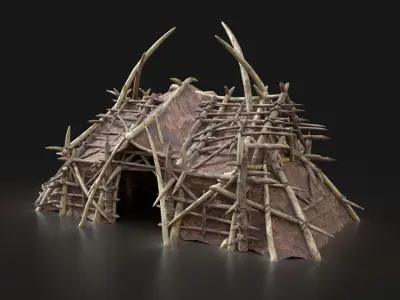 ORC CAMP VILLAGE HOUSE PRIMAL TENT HUNT BUILDER PACK COLLECTION Low-poly 3D model