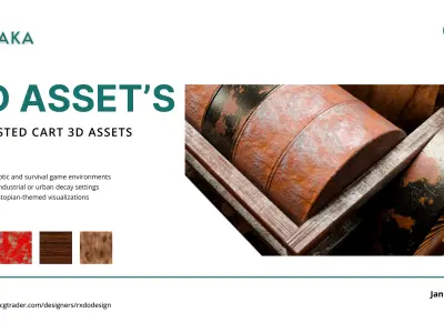 Rusted Cart Wagon 3D Assets Low-poly 3D model