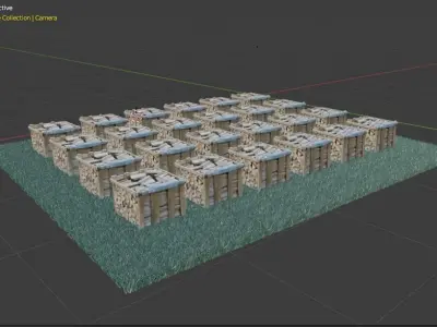 wood heaps array - scanned 3D model