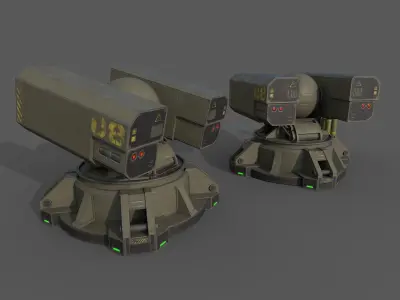 Sci-Fi MissileTurret Low-poly 3D model