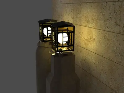 fence lights Low-poly 3D model
