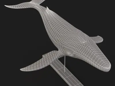 Statuette Whale on stand Low-poly 3D model
