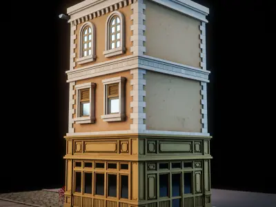 LOWPOLY CITY BUILDING STYLIZE 3 Low-poly 3D model