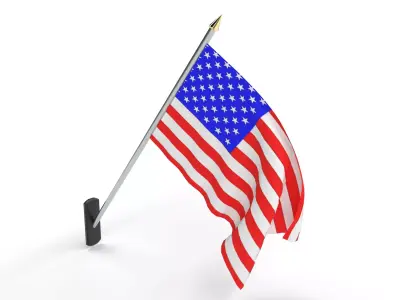 American Flag Pole Low-poly 3D model