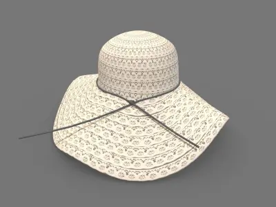  Summer Beach Sun Hats Low Poly PBR Realistic Low-poly 3D model