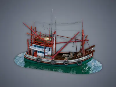 Thai Fishing boat Low-poly 3D model