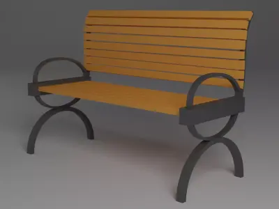 simple bench Low-poly 3D model