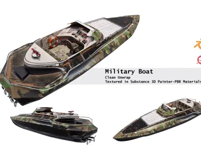 Military Boat-Interior and Exterior-High detailed 3D model