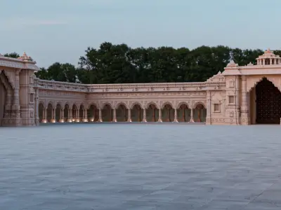 Temple Gate and Courtyard Low-poly 3D model