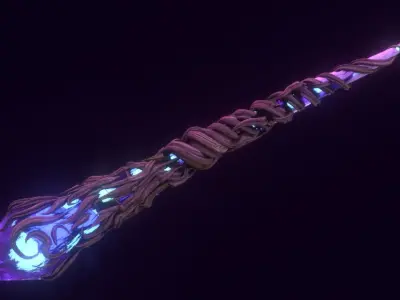 Crystal magic wand Low-poly 3D model
