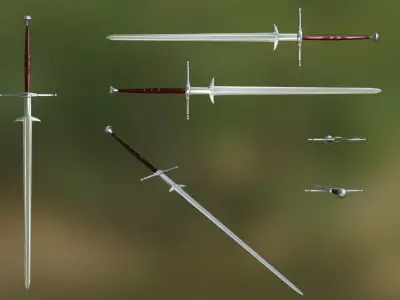 medieval lowpoly great sword - zweihander -PBR Low-poly 3D model