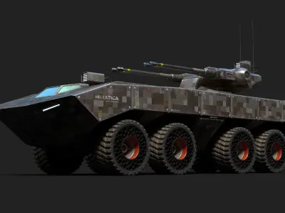 Tank Model Military Si-Fi Source Files Attached 8K Textures Low-poly 3D model
