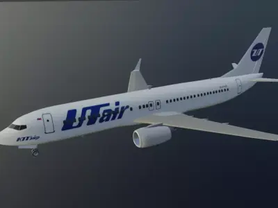 UT Air Boeing 737-800 low poly 3D model  with cockpit  Low-poly 3D model