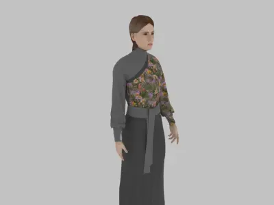 woman in asian clothes Low-poly 3D model