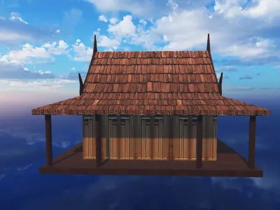 Thai traditional house 05 Low-poly 3D model Low-poly 3D model