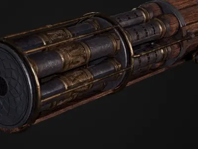 Steampunk Rocket Launcher PBR  Low-Poly Game Ready Low-poly 3D model